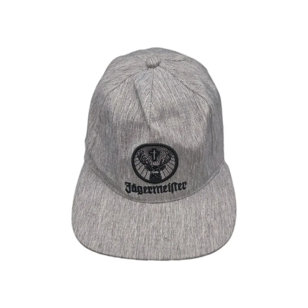 Jagermeister Embroidered Deer Logo Hat Snapback Baseball Cap Gray Black One Size